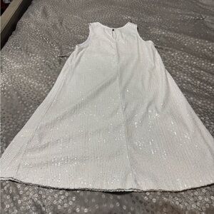 Sequined white A-line mini dress